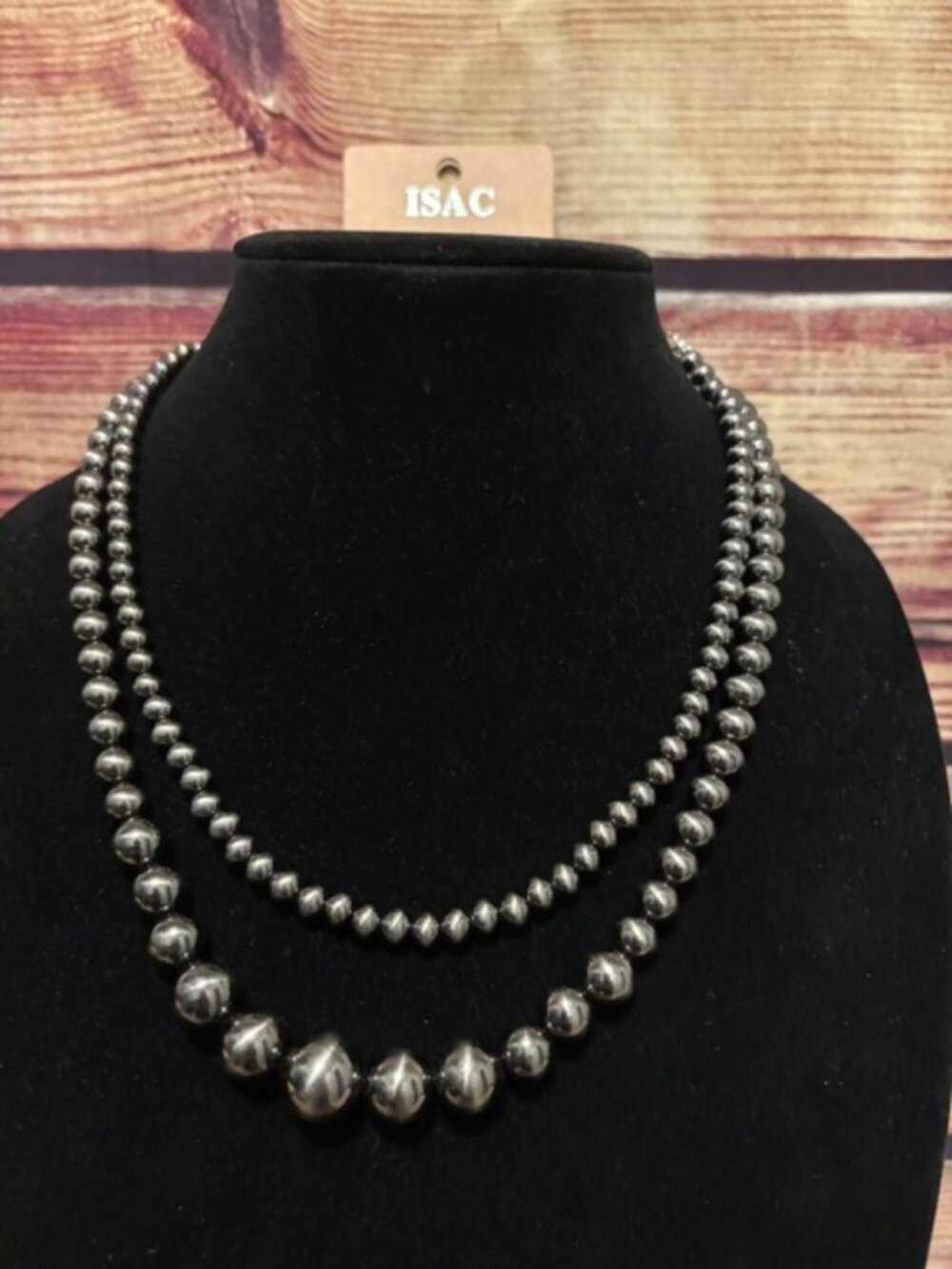 ISAC Western Navajo Style 2-Strand Navajo Style Necklace 16-21" Silver Tone NWT